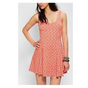 Urban Outfitters Orange Patterned Skater Dress